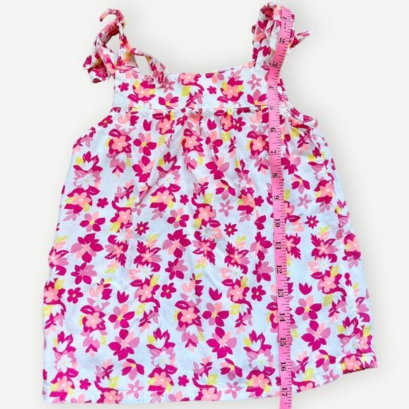 Carter’s Girls Toddler Kids Bow Shoulder Pink Floral Sleeveless Tank Top. 4. 4T. - Picture 5 of 6